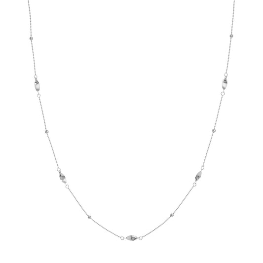 14K White Gold Station Necklace