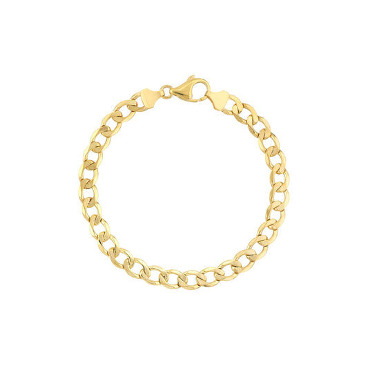 7.2mm Light Open Curb Chain Bracelet with Lobster Lock