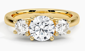 14K Yellow Gold 2.57ctw Three Stone Round Diamond Engagement Ring