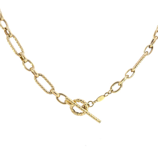 10K Yellow Gold Textured Link Chain with Toggle Clasp
