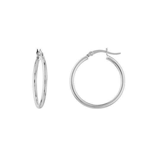 10kt White Gold2mm x 25mm Polished Hoop Earrings