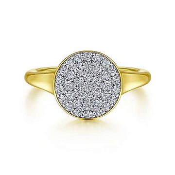 14K Yellow Gold Round Cluster Diamond Ring
