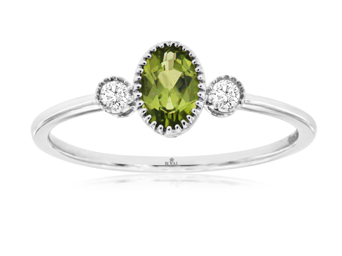 Peridot engagement deals ring white gold