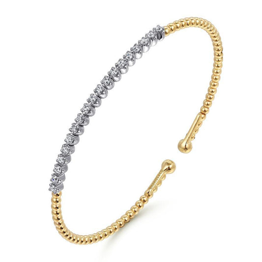 14K White-Yellow Gold Bujukan Diamond Cuff Bracelet