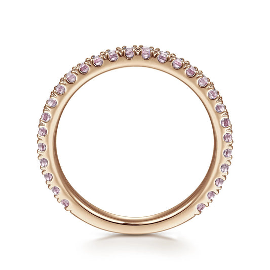 14K Rose Gold Pink Created Zircon Stackable Ring