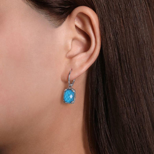 SS (C)TURQUOISE/ROCK CRYSTAL DROP LEVERBACKS(VICTORIAN COLLECTION)