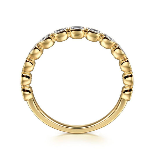 14K Yellow Gold Cushion Shaped Diamond Stackable Ring