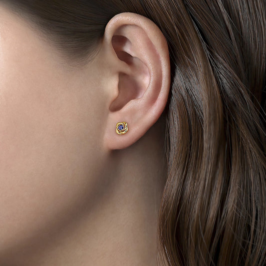 14K Yellow Gold Sapphire Earrings