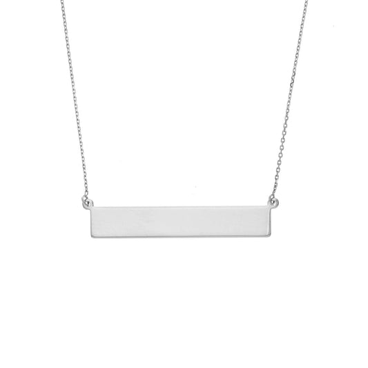 White Gold Engravable Bar Adjustable Necklace