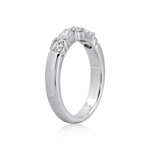 Emerald Cut and Round Diamond Wedding Band