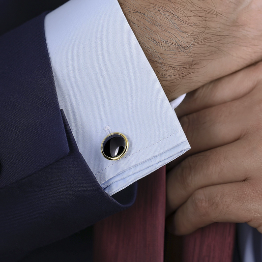 14K Yellow Gold Black Onyx Cufflinks