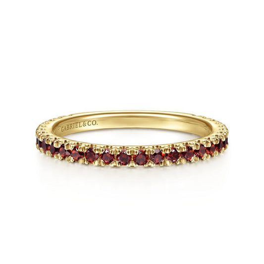 14K Yellow Gold Garnet Stacklable Ring