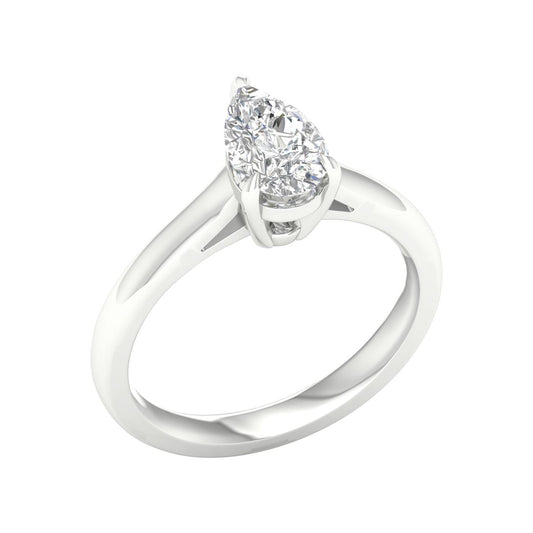 14K White Gold Lab Grown Pear Diamond Solitaire Engagement Ring