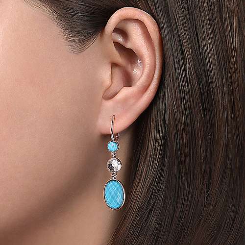 Sterling Silver Rock Crystal Turquoise Drop Earrings