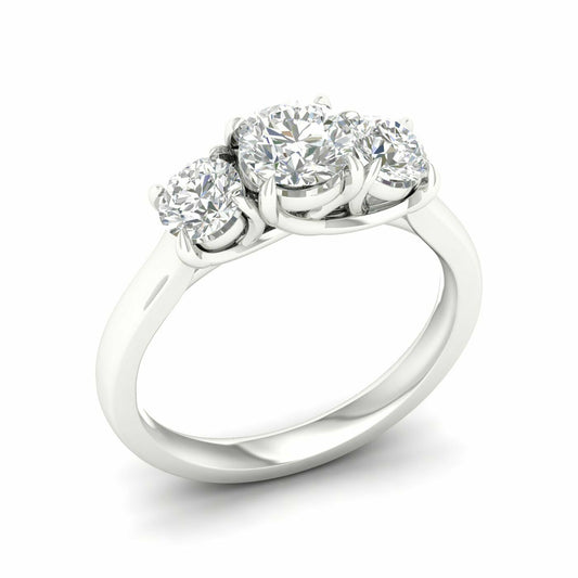 14K White Gold Lab Grown Three Stone Engagement Ring