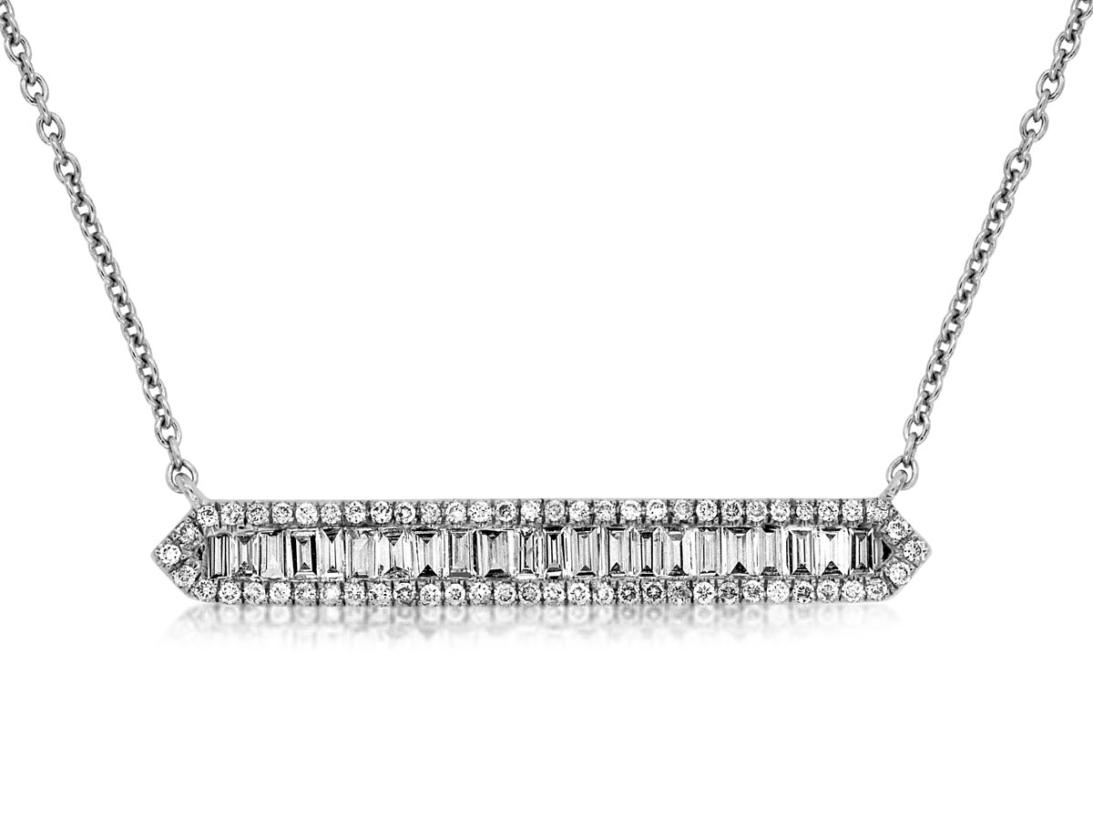 Diamond baguette store bar necklace