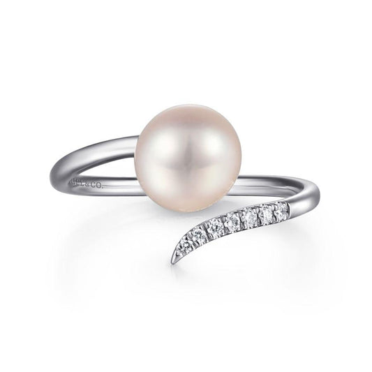 Pearl & Pave Diamond Bypass Ring