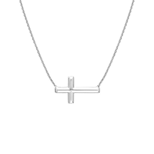 Sterling Silver E2W Small Sideways Cross Adj Necklaces