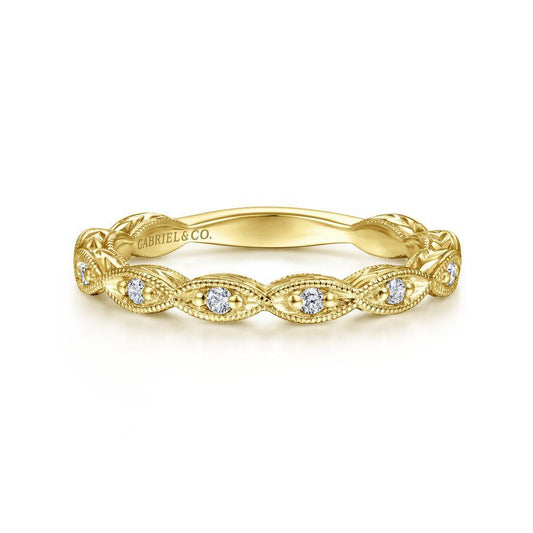 14K Yellow Gold Marquise Station Diamond Band