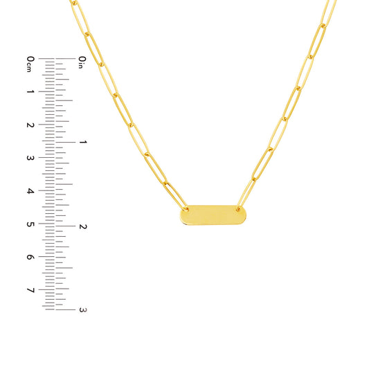 Yellow Gold Engravable Paper Clip Necklace
