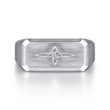 Wide 925 Sterling Silver North Star Ring in Satin Finish