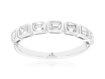 14K White Gold East to West Bezel Set Baguette Band