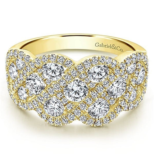 14K Yellow Gold Woven Diamond Statement Ring