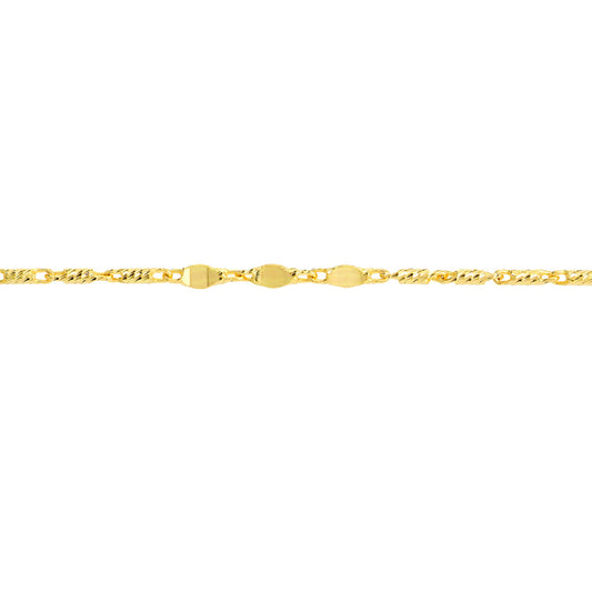 Adjustable Flat Diamond-Cut Stations Anklet