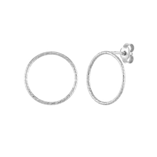 White Gold Textured Mini Door Knocker Hoop Earrings
