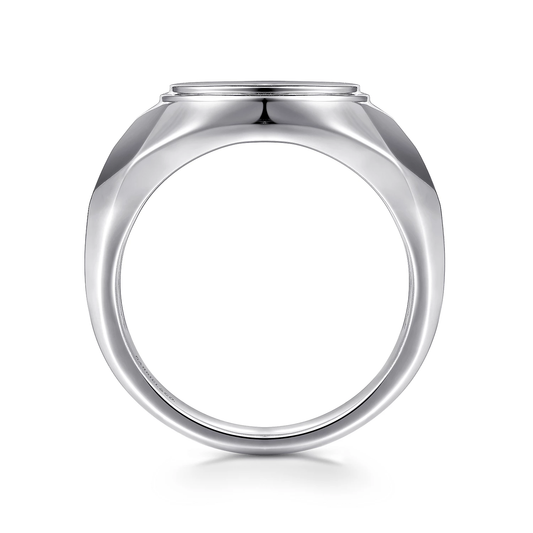 Wide 925 Sterling Silver Round Signet Ring