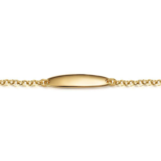 14K Yellow Gold Hollow Link Chain Bracelet with Engravable ID