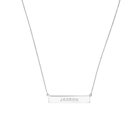 14K White Gold Engravable Bar Necklace