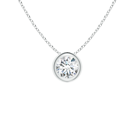 14K White Gold Bezel Set Diamond Necklace