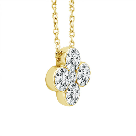 14K Yellow Gold Lab Grown Diamond Cluster SkySet Necklace