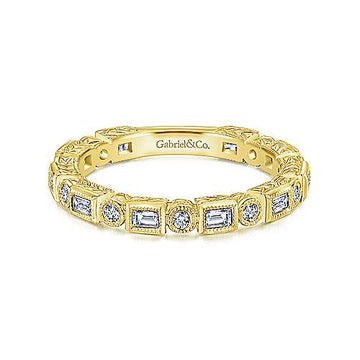 14kt Yellow Gold Diamond Stackable Ring