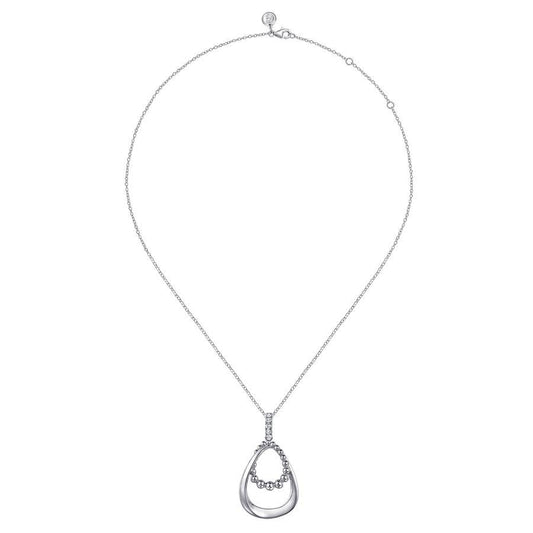 925 Sterling Silver White Sapphire Pendant Drop Necklace