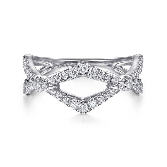 14K White Gold Twisted Diamond Ring