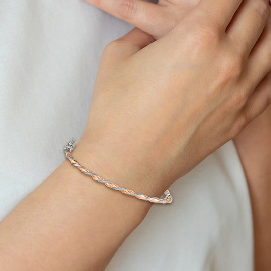 14KT WG/PG TWISTED BANGLE