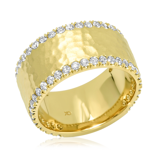 Hammered Gold and Diamond Anniversary Ring