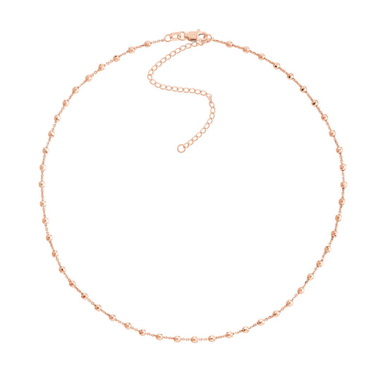 14K Rose Gold Bead Station Necklace