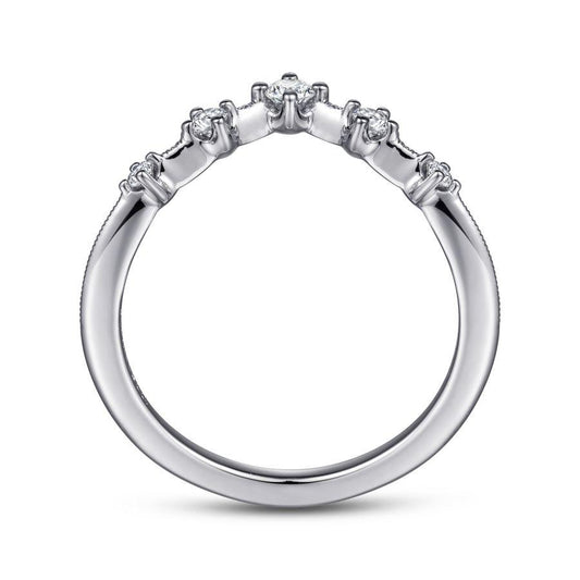 14K White Gold Curved Diamond Anniversary Band