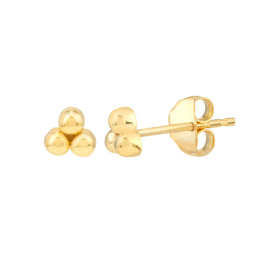 Yellow Gold Petite Trio Cluster Studs