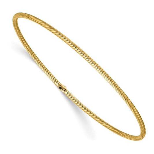 14K Yellow Gold Polished Twist Slip On Bangle