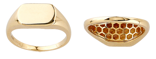 10K Engravable Polished Top Signet Ring