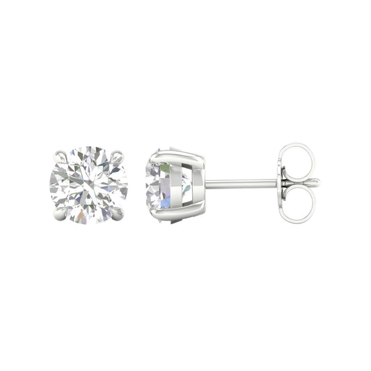 14K White Gold Lab Grown 2ctw Round Diamond Stud Earrings