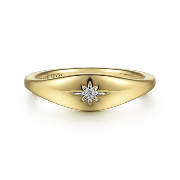 14K Yellow Gold Diamond Starburst Ring