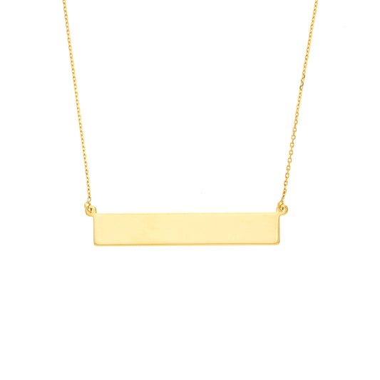 14K Yellow Gold Nameplate Bar Necklace
