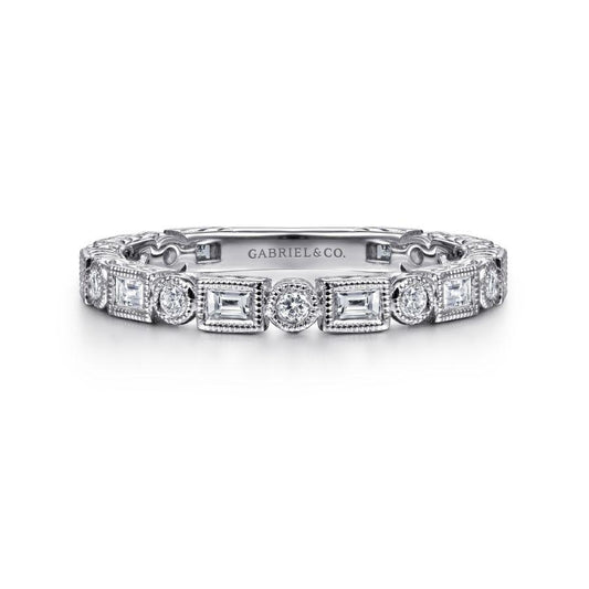 14kt White Gold Diamond Stackable Ring