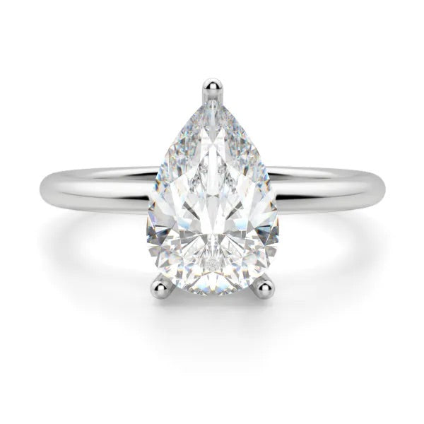 14K White Gold Pear Diamond Solitaire Engagement Ring
