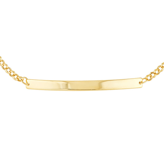 Engravable Initial ID Bar Rolo Chain Bracelet